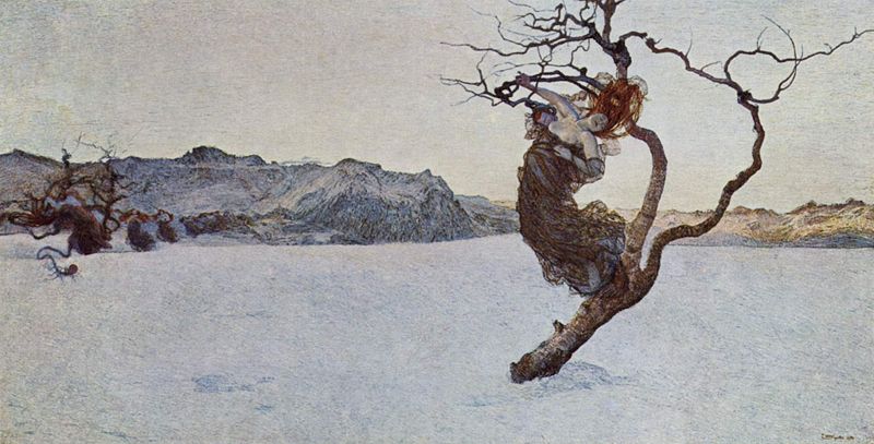 Giovanni Segantini (1858 Arco/ Trentino - 1899 Schafsberg/ Pontresina, Schweiz): Die bsen Mtter (1894). l auf Leinwand, 105 x 200 cm. Kunsthistorisches Museum/ Belvedere, Wien